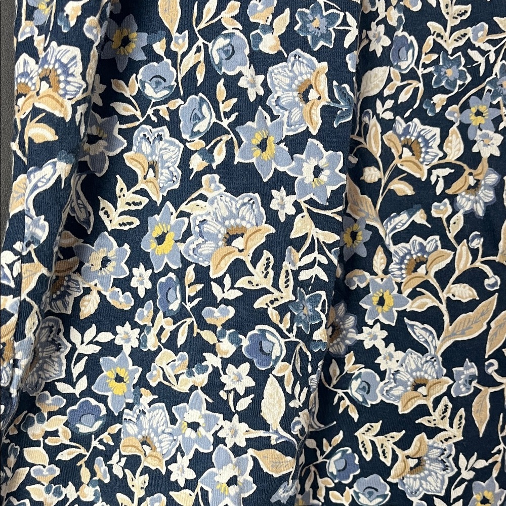 J. Jill Women's Floral Luxe Supima Relaxed Tee - Navy and Peach Petite Medium - Picture 3 of 3